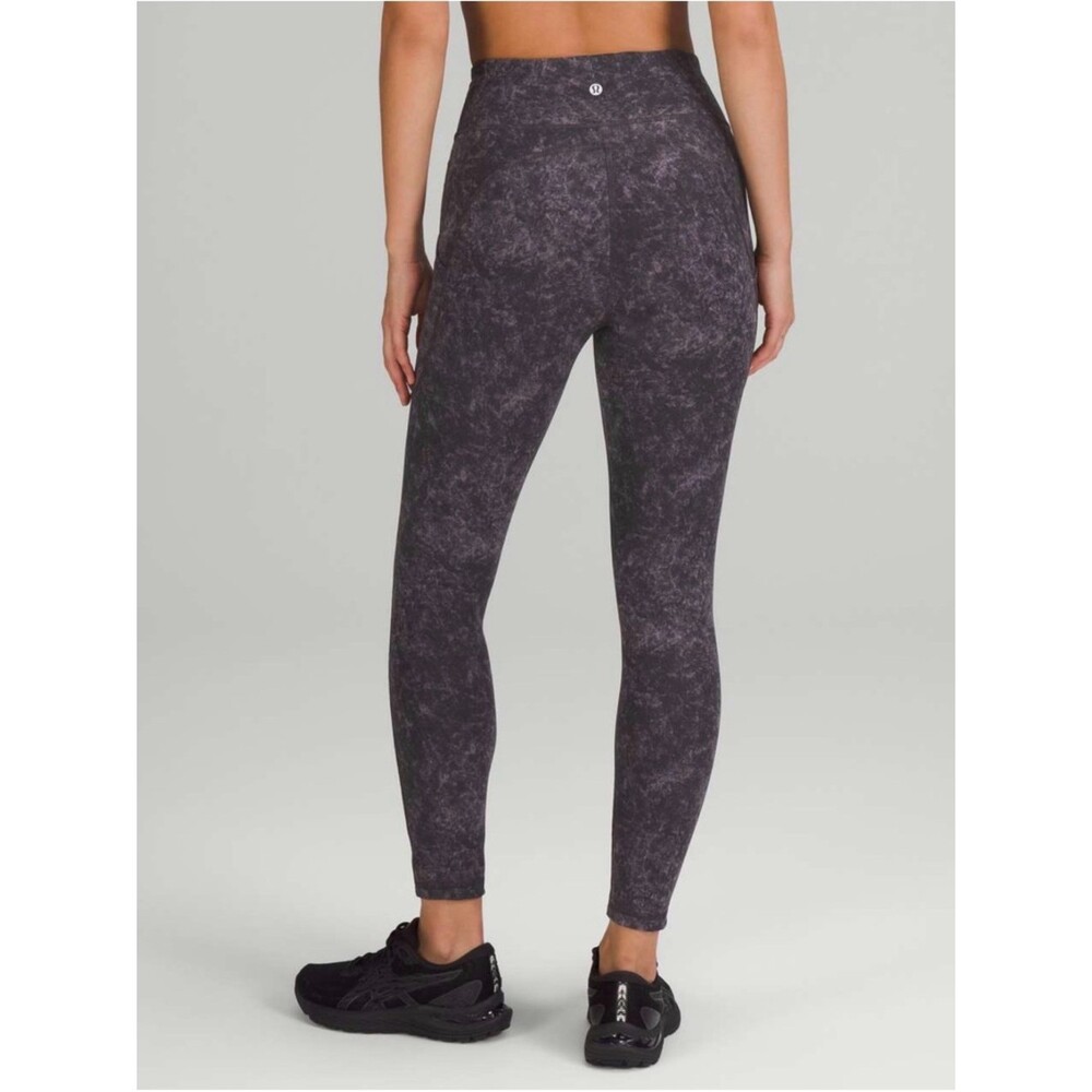 Lululemon Invigorate High Rise Leggings Pockets Grey Marble Print Size 6